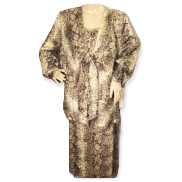 Vintage SL Fashions Fuzzy Snake Print Suit 20W Deadstock With Original Tag - Picture 1 of 10